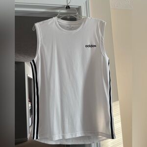 Adidas White Tank Top with Black Stripes